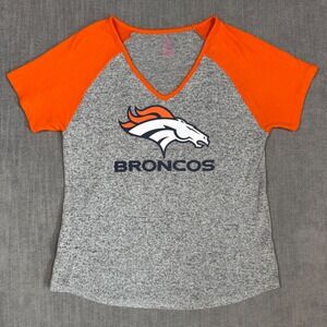 Denver Broncos NFL Team Apparel Womens V‎ Neck Knit Tee Shirt Large